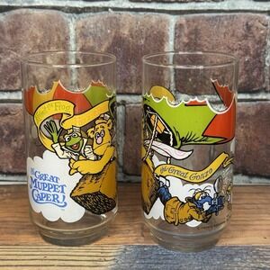 1981 Vintage Glass McDonald's "Great Muppet Caper" Tumbler Glasses - Set of 2